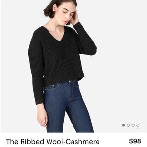 Everlane Ribbed Wool Cashmere Crop V-Neck Size M